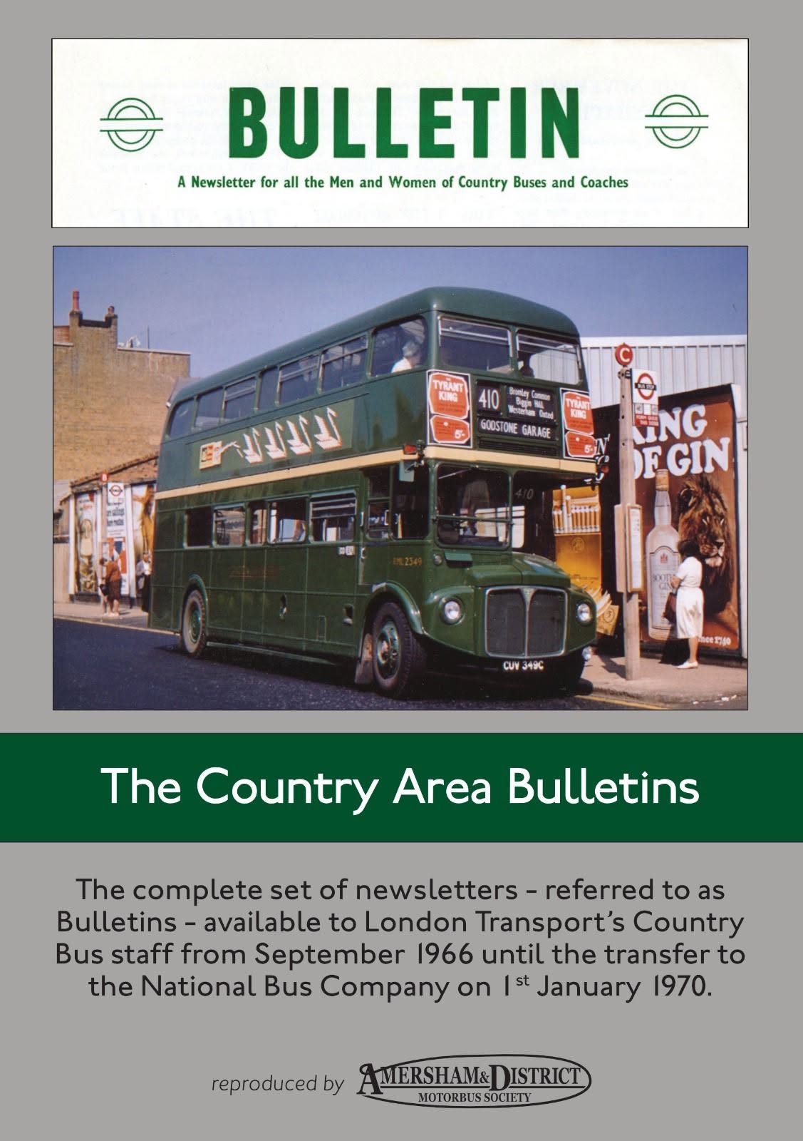 Cover of a booklet displaying "Bulletin" and an old Routemaster bus in green and yellow London Country livery