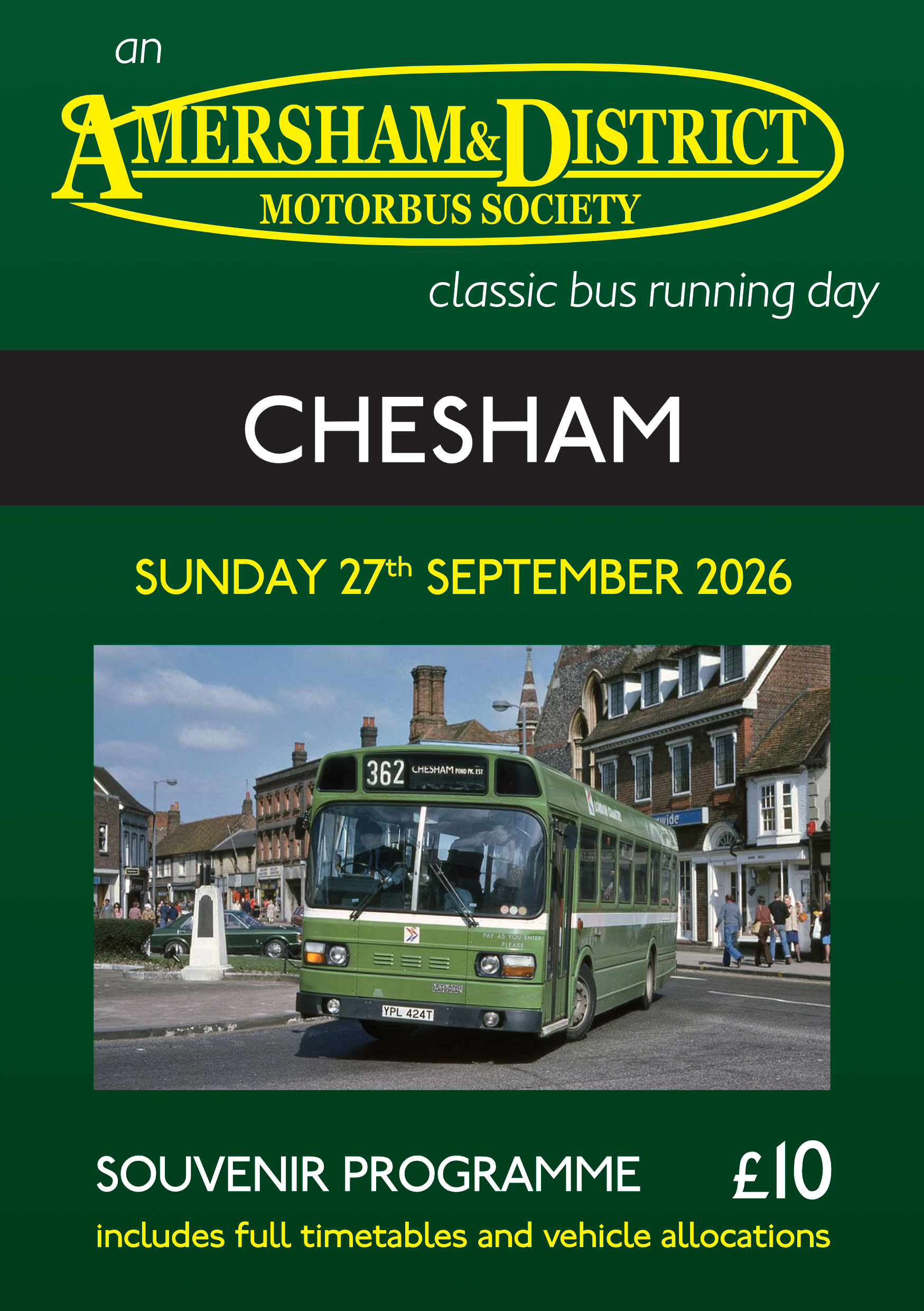 A cover of a souvenir programme for the upcoming Chesham bus running day