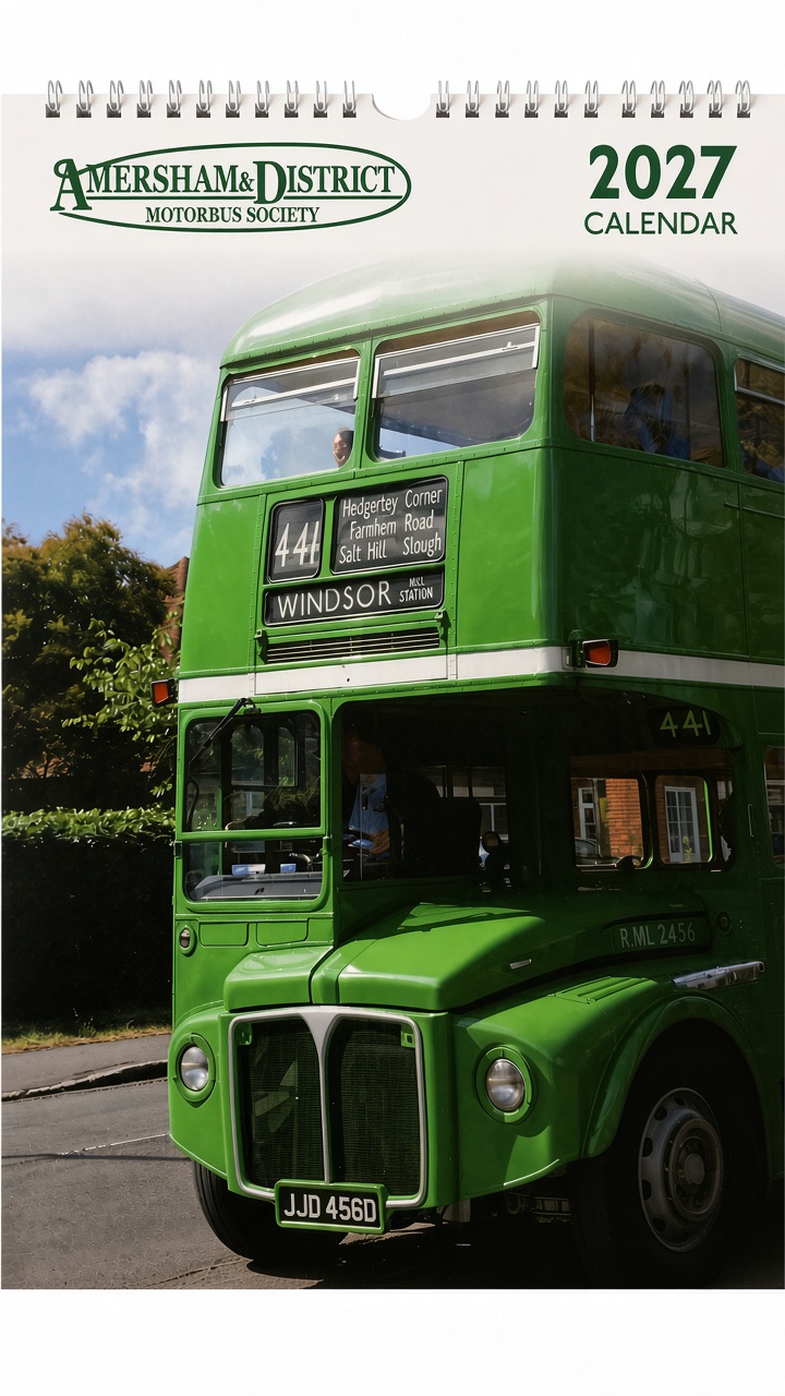 an image of a calendar for 2027 portraying a heritage 1960s bus
